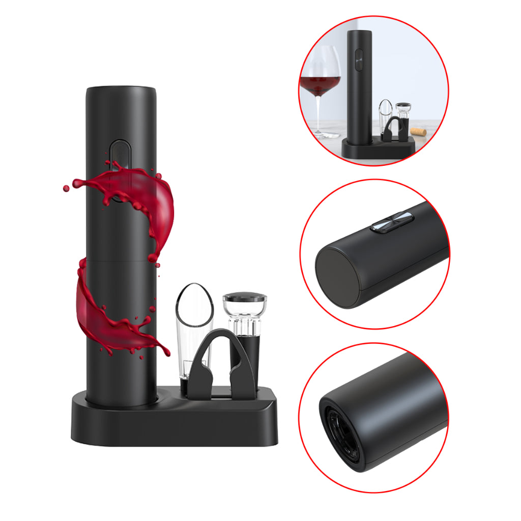 Abridor De Vinhos - Wine Set - Compre Abridor Recarregével e Ganhe Kit Com Base + Acessórios